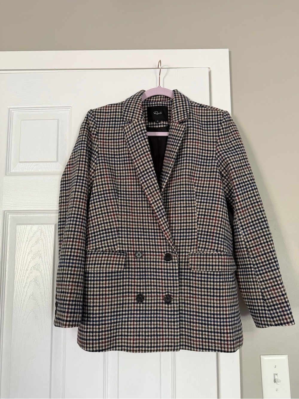 Rails Plaid Houndstooth Double Breasted Check Blazer Jacket